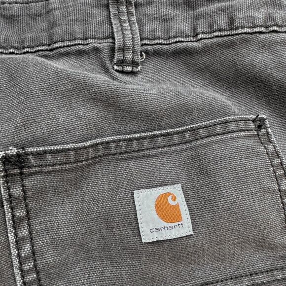 Carhartt Slim Fit Cargo Raw Hem Shorts Green Canvas Workwear Mens 12 Regular - Picture 6 of 7